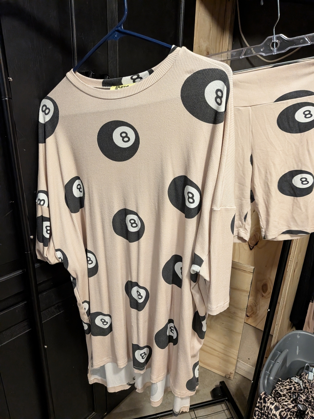 Beige Eight-Ball Print Women's Tunic Top